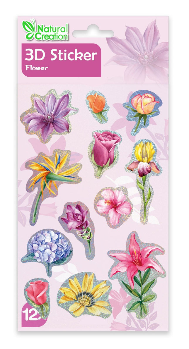 3D-Blumenaufkleber für natürliche Dekoration, 12 Stück