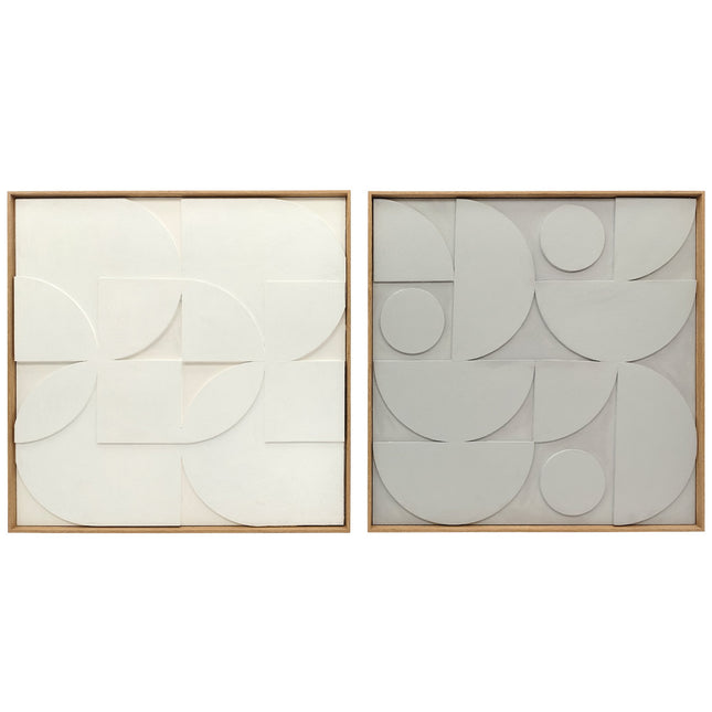 3D Geometrische Wandkunst, 2er-Set, 80x80 cm, Weiß