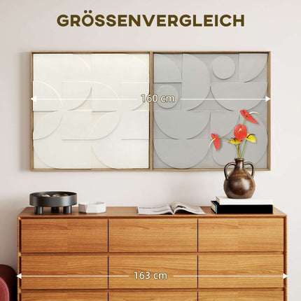 3D Geometric Wall Art Set, 2 Pieces, 80x80 cm, White