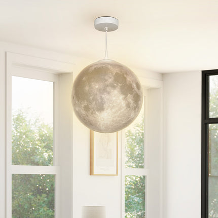 Lampe suspendue 3D en forme de lune avec contrôle par application, lampe musicale en forme de lune avec CCT et changement de couleur RVB pour cuisine, salle à manger, blanc crème Aosom
