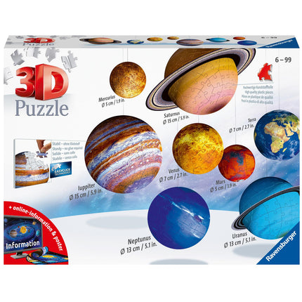3D Puzzle Sonnensystem 27/54/72/108p