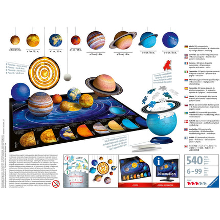 3D Puzzle Sonnensystem 27/54/72/108p
