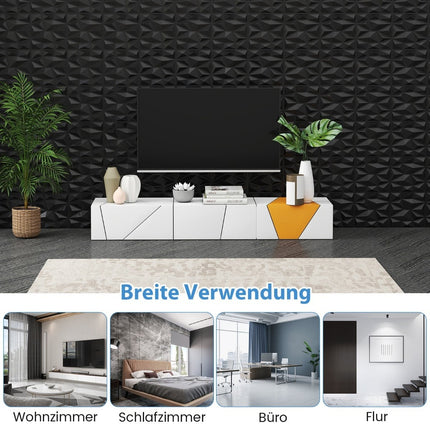 3D Wandpaneele, schwarzes Rautenmuster, 100 Stück, 9m² Abdeckung