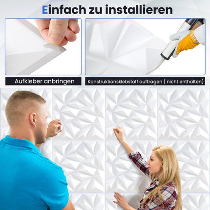 3D-Wandpaneele, Rautenmuster, 20er-Pack, 5 m² Abdeckung