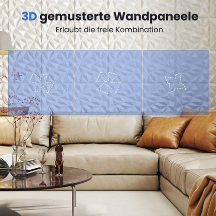 3D-Wandpaneele, Rautenmuster, 20er-Pack, 5 m² Abdeckung
