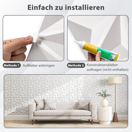 3D Wandpaneele, Rautenmuster, 50 Stück, 4,5m² Abdeckung