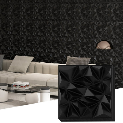 3D-Wandpaneele, Rautenmuster, Schwarz, 5m² Abdeckung