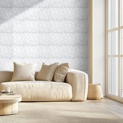 3D Wall Panels, PVC Diamond Tiles 33-Pack, Matte White