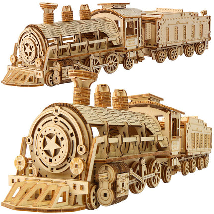 3D Houten Puzzel Stoomlocomotief, 282 Stukjes, Leeftijd 12+
