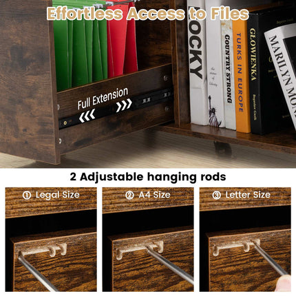 3-Schubladen-Aktenschrank mit verstellbarem Regal, feststellbare Räder