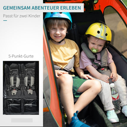 3-in-1 Kinder-Jogger- und Fahrradanhänger, rot/schwarz, für 2