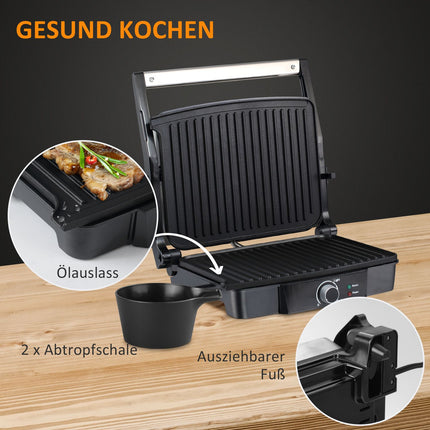 3-in-1 Antihaft-Kontaktgrill, 2000W, mit einstellbarem Thermostat