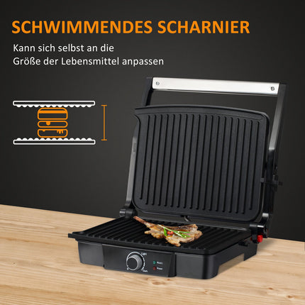 3-in-1 Antihaft-Kontaktgrill, 2000W, mit einstellbarem Thermostat