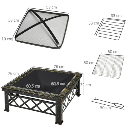 Feuerschale & -stelle mit Grill, Funkenschutz, Eiskübel