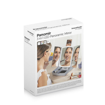 3-in-1 Klappbarer LED-Spiegel mit Make-up-Organizer Panomir InnovaGoods
