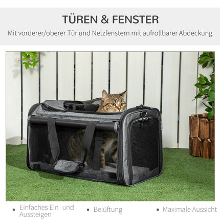 Pet Transport Cart - 3-in-1, Telescopic Handle, Gray