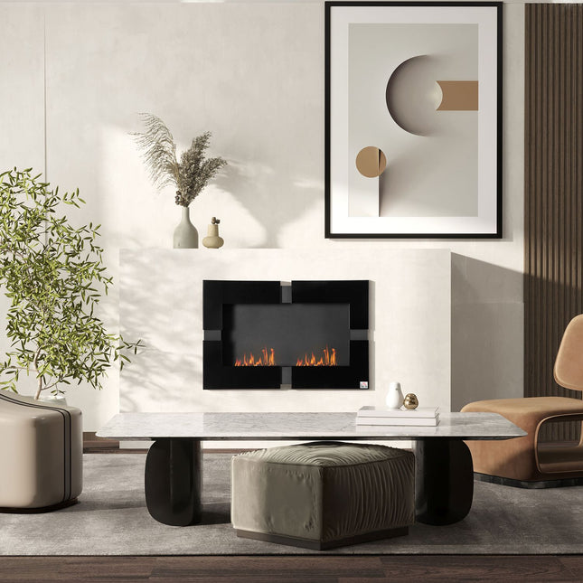 Indoor Black Ethanol fireplace, Metal, 3L Capacity, 90cm