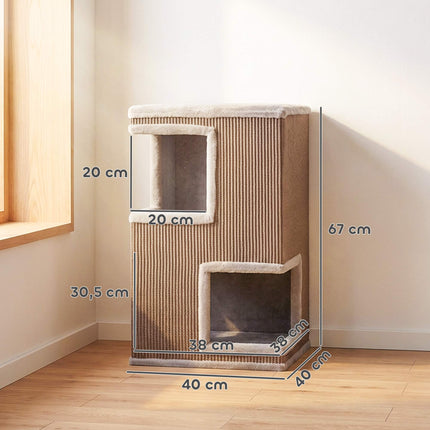 3-Level Cat Tower with Sisal Scratch Surfaces, 2 Hideouts