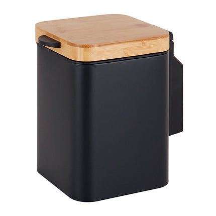 3-Litre Wall-Mounted Bin, Black, Bamboo Lid