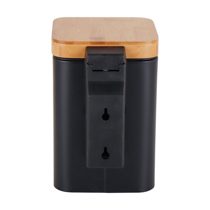 3-Litre Wall-Mounted Bin, Black, Bamboo Lid