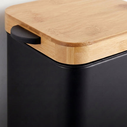 3-Litre Wall-Mounted Bin, Black, Bamboo Lid