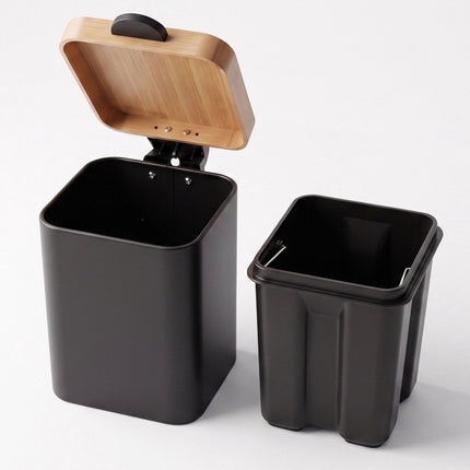 3-Litre Wall-Mounted Bin, Black, Bamboo Lid