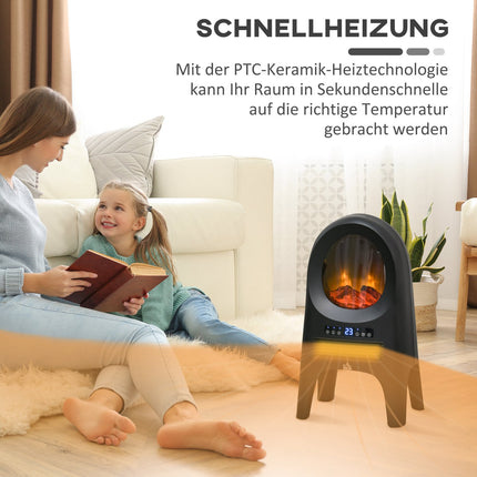 Keramik-Heizlüfter, 2000W, LED-Flammen & Timer Fernbedienung