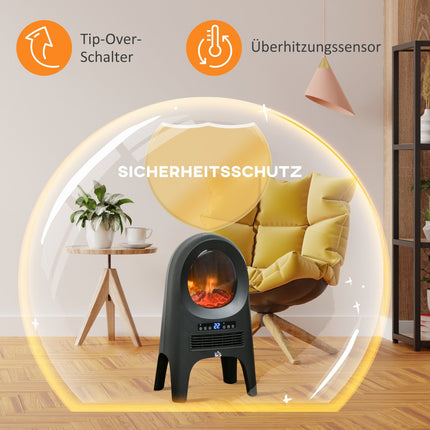 Keramik-Heizlüfter, 2000W, LED-Flammen & Timer Fernbedienung