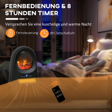 Keramik-Heizlüfter, 2000W, LED-Flammen & Timer Fernbedienung