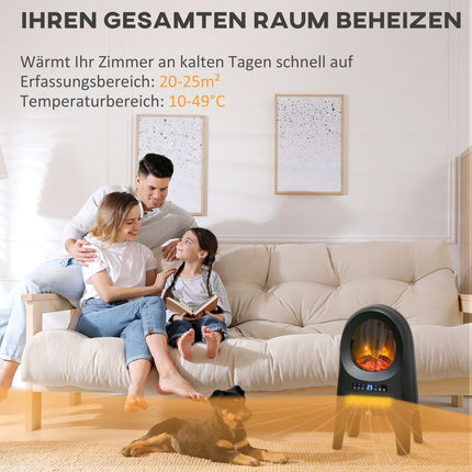Keramik-Heizlüfter, 2000W, LED-Flammen & Timer Fernbedienung