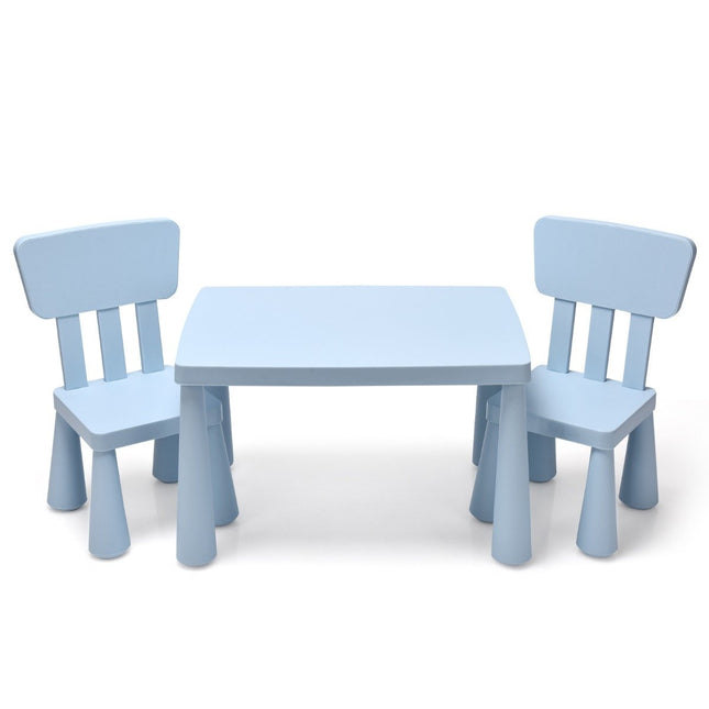 3 tlg. Kindersitzgruppe, Kindertisch mit 2 Stühlen, Kindermöbel aus blauem Kunststoff