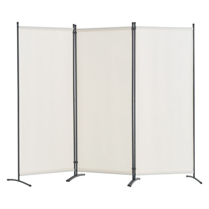 3-Panel Folding Room Divider, Fabric Privacy Screen, White