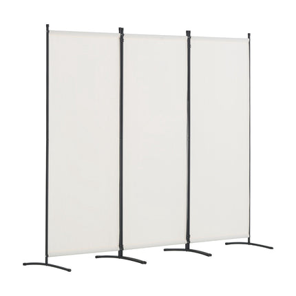 3-Panel Folding Room Divider, Fabric Privacy Screen, White