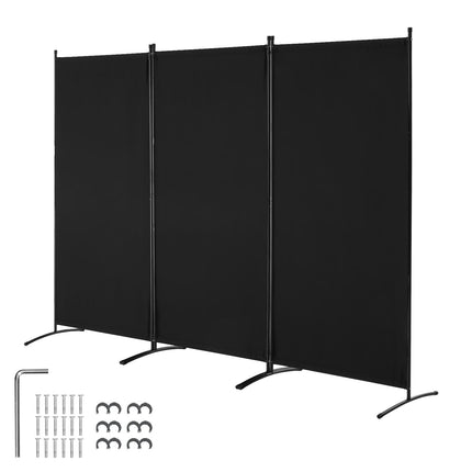3-Panel Folding Room Divider Privacy Screen, Black