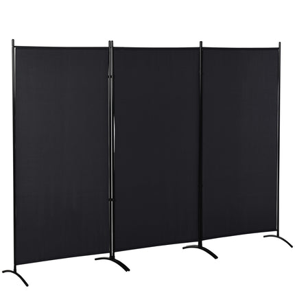 3-Panel Room Divider, Black Metal Frame, Privacy Screen