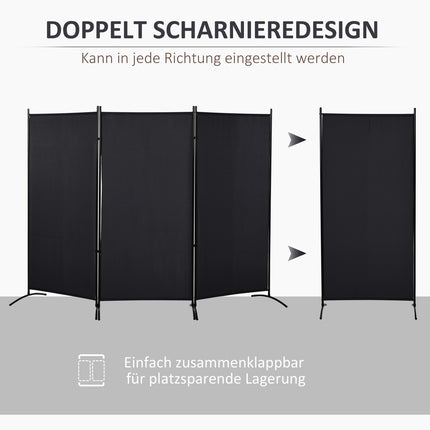 3-Panel Room Divider, Black Metal Frame, Privacy Screen