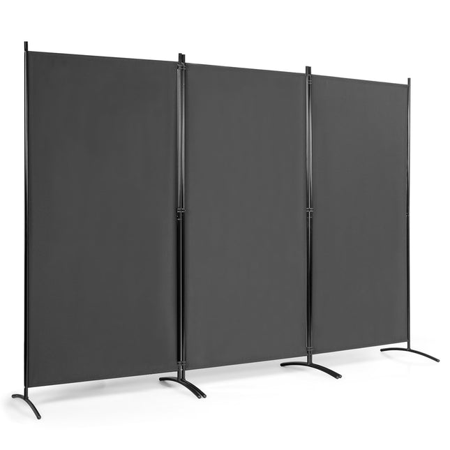 3-teiliger Raumteiler Faltbarer Sichtschutz aus Stoff 260 x 183 cm Grau