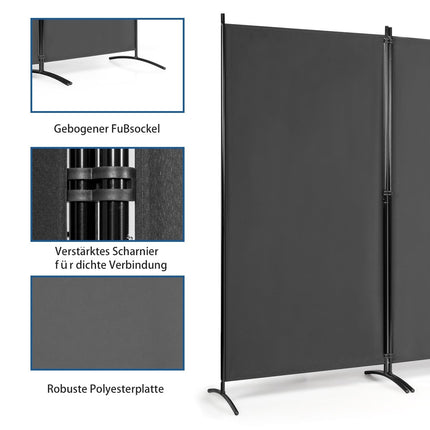3-teiliger Raumteiler Faltbarer Sichtschutz aus Stoff 260 x 183 cm Grau