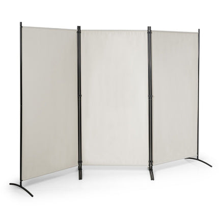 3-Panel Room Divider with Adjustable Coasters & Sturdy Hinges & Steel Base Beige