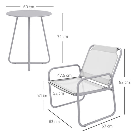 Třídílný světle šedý síťovaný bistro set na balkon a zahradu