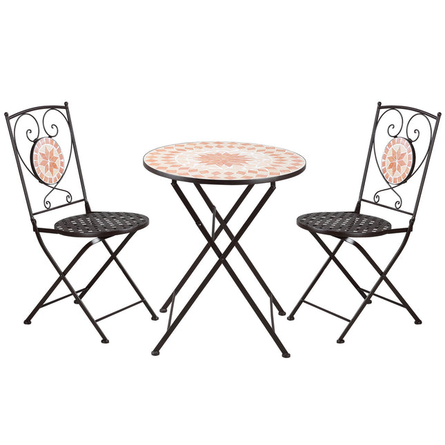 Bistro-Set - 3-teilig, Mosaikmetall, Tisch und 2 Stühle