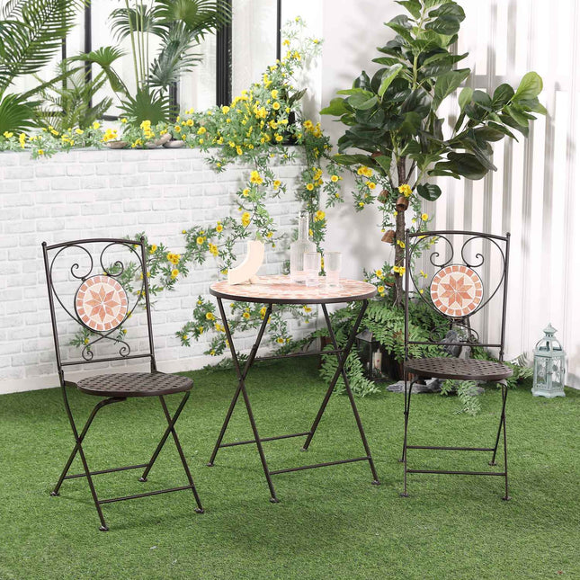 Bistro-Set - 3-teilig, Mosaikmetall, Tisch und 2 Stühle