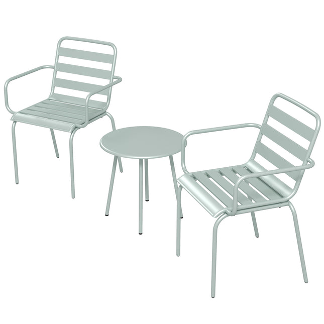 Gartengarnitur - Tisch und Stühle aus Stahl, grün
