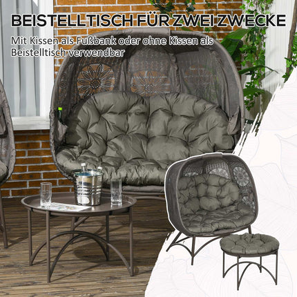 Gartensitzgruppe aus Polyrattan – 3-teilig mit Tisch und Auflagen