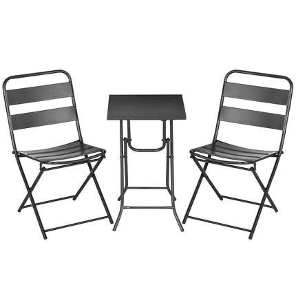 Garten-Bistro-Set – 1 Tisch und 2 Stühle, Stahl, schwarz