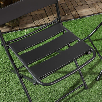 Garten-Bistro-Set – 1 Tisch und 2 Stühle, Stahl, schwarz
