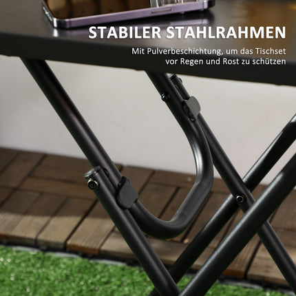 Garten-Bistro-Set – 1 Tisch und 2 Stühle, Stahl, schwarz