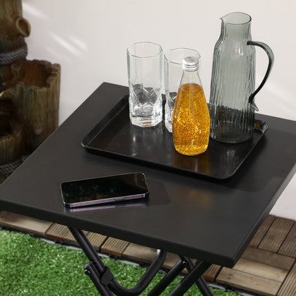 Garten-Bistro-Set – 1 Tisch und 2 Stühle, Stahl, schwarz