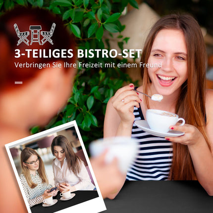 Garten-Bistro-Set – 1 Tisch und 2 Stühle, Stahl, schwarz