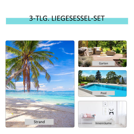 Gartenmöbel-Set aus schwarzem Metallgeflecht für draußen – 2 Sessel, Tisch